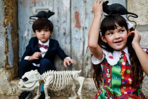Two children dressed up for halloween